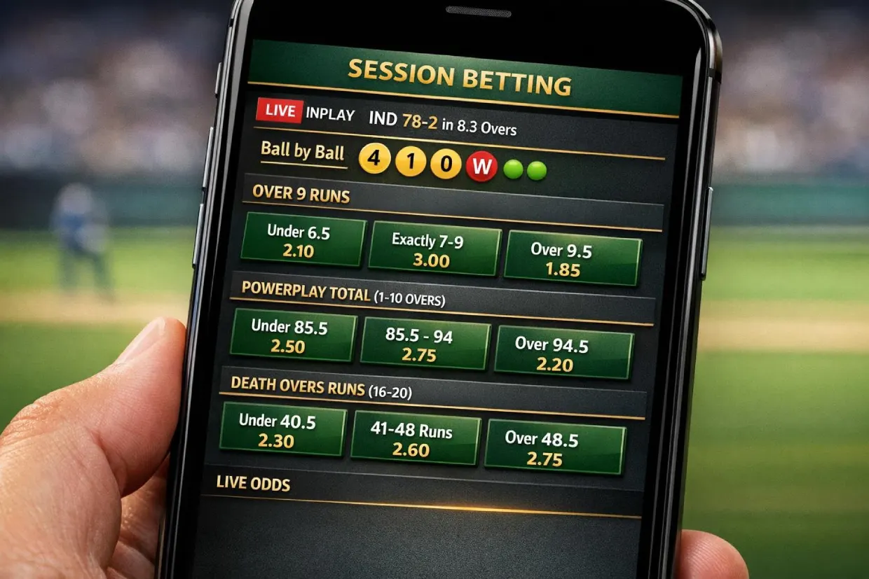 Cricket session betting markets through your Online Cricket Betting ID on fairplayexchid.org